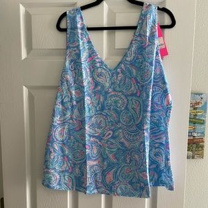 Lilly Pulitzer Gigi Tank - NWT- Zanzibar Blue Fish Kiss - Size XXL